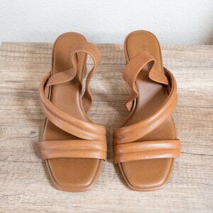 Caslon Shoes Caslon Lennyn Brown Tan Leather Slingback Sandals Women 7.5